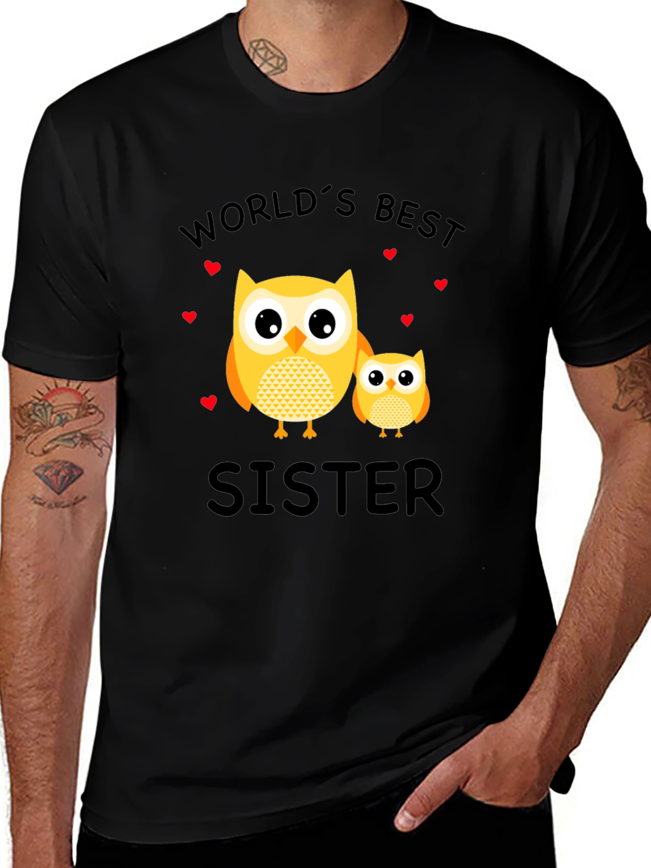Worlds Best Sister Owl Graphic T-Shirt