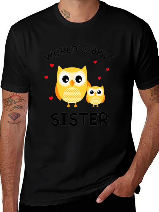 Worlds Best Sister Owl Graphic T-Shirt