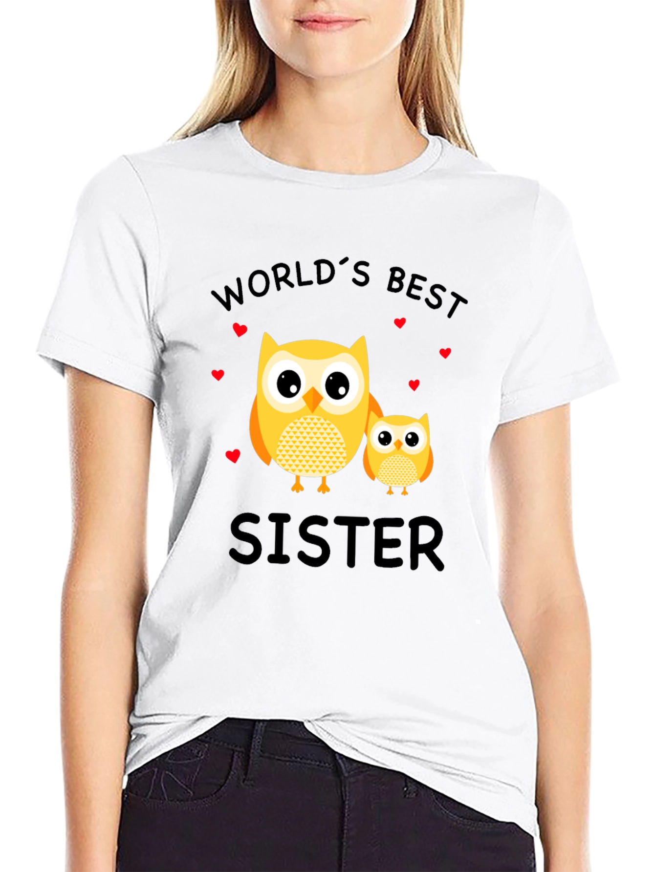 Worlds Best Sister Owl Graphic T-Shirt