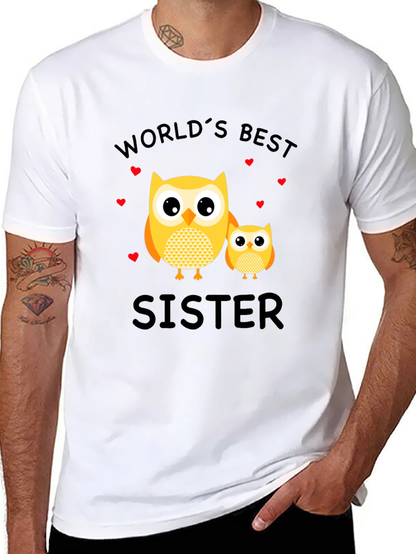 Worlds Best Sister Owl Graphic T-Shirt