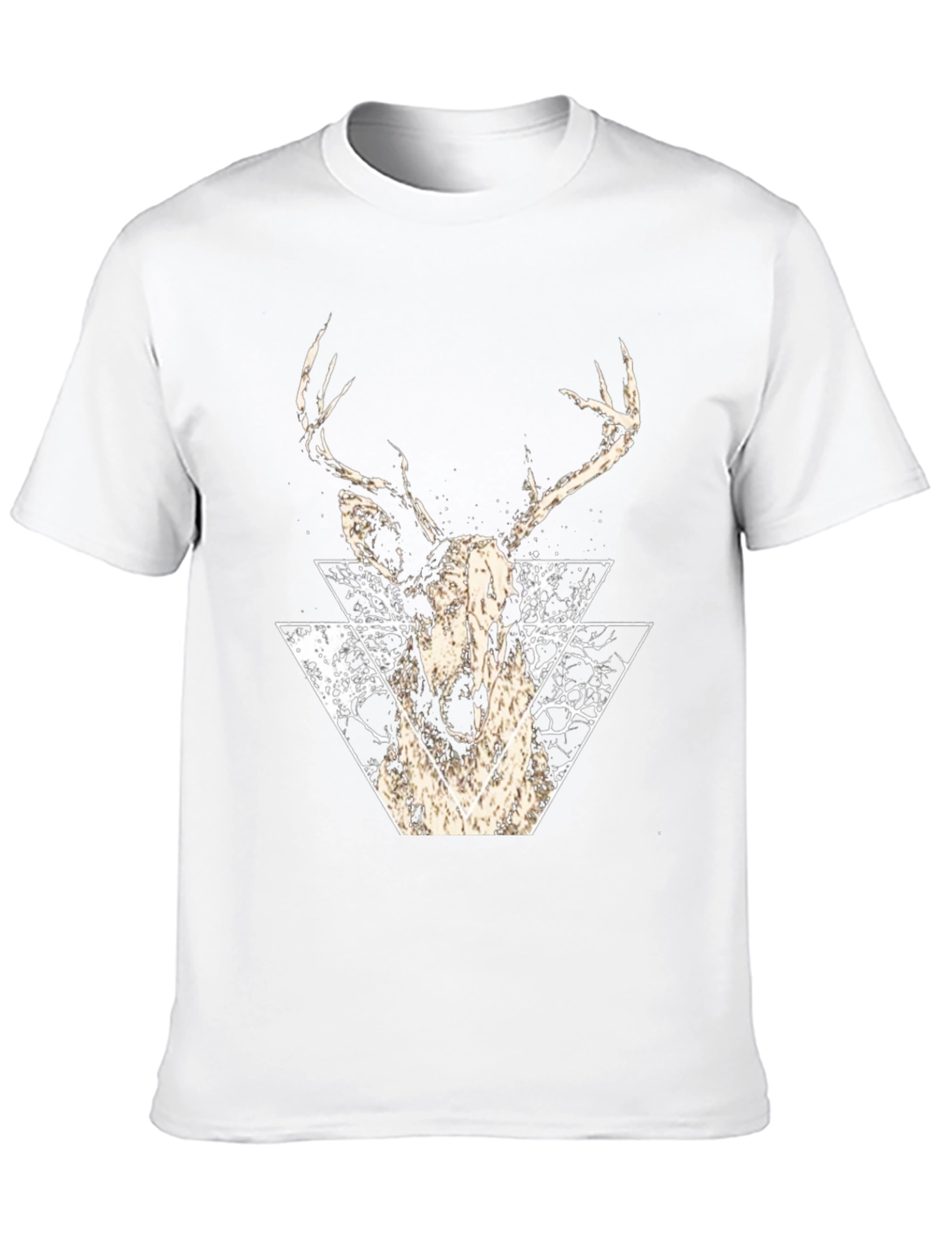 Geometric Deer Graphic Tee - Modern Black T-Shirt