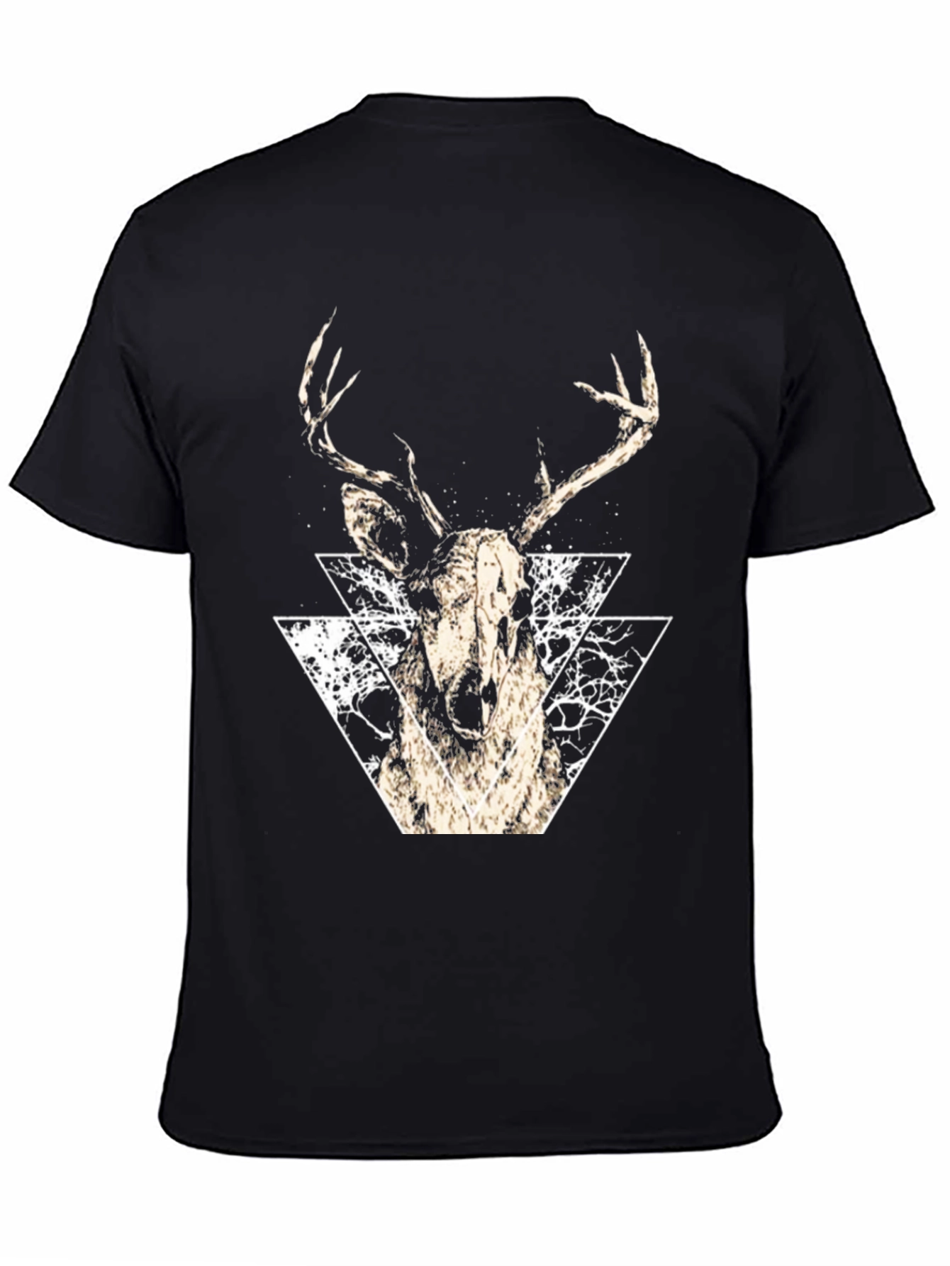 Geometric Deer Graphic Tee - Modern Black T-Shirt
