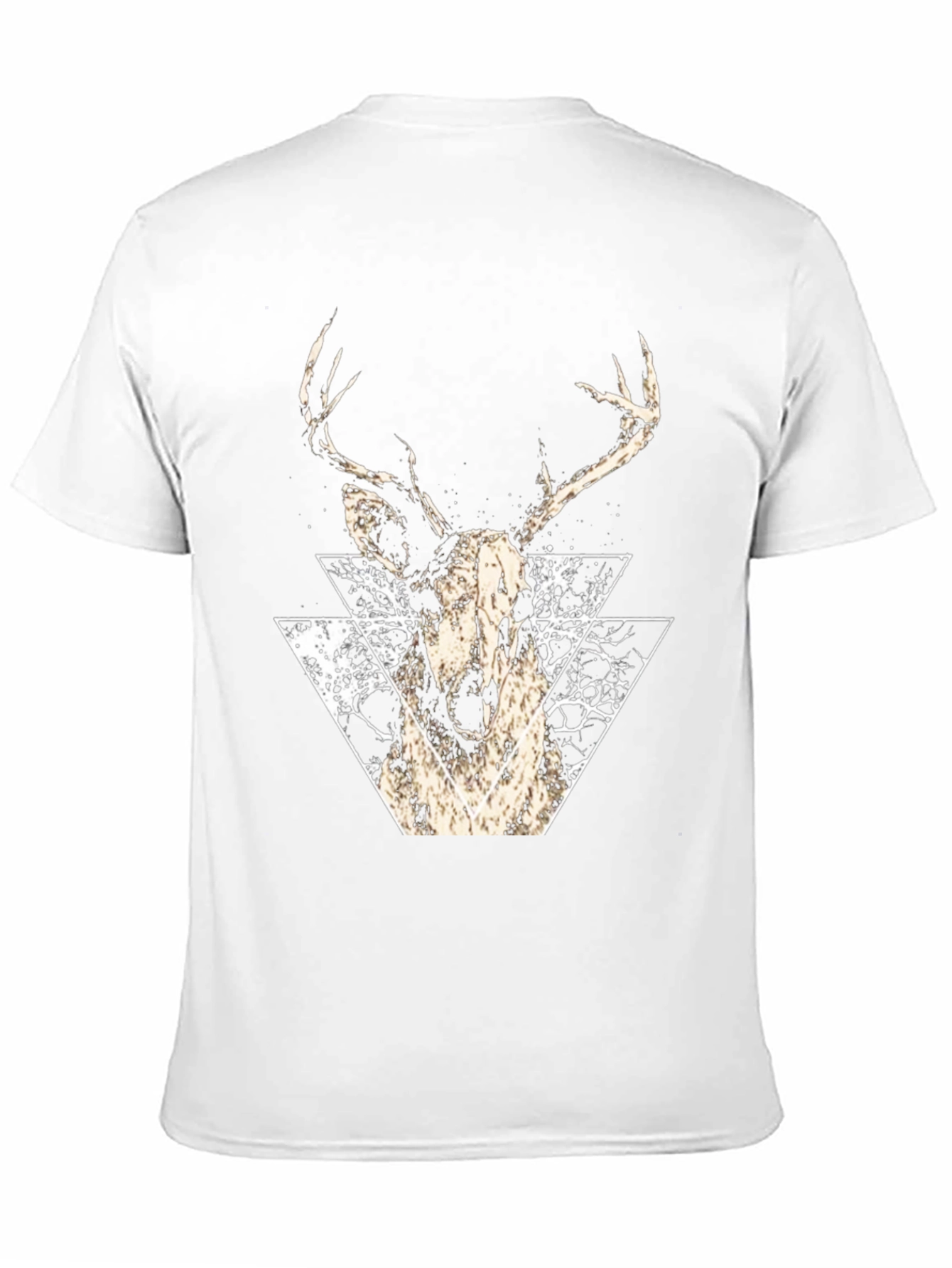 Geometric Deer Graphic Tee - Modern Black T-Shirt
