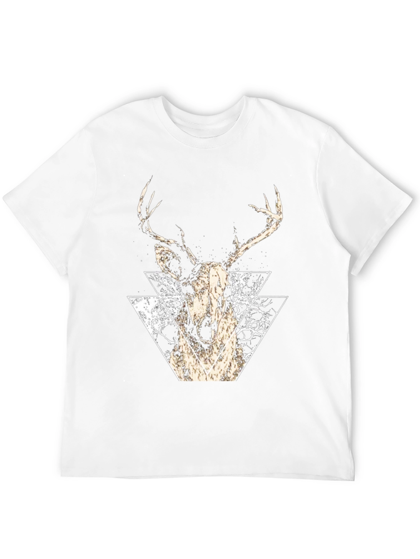 Geometric Deer Graphic Tee - Modern Black T-Shirt
