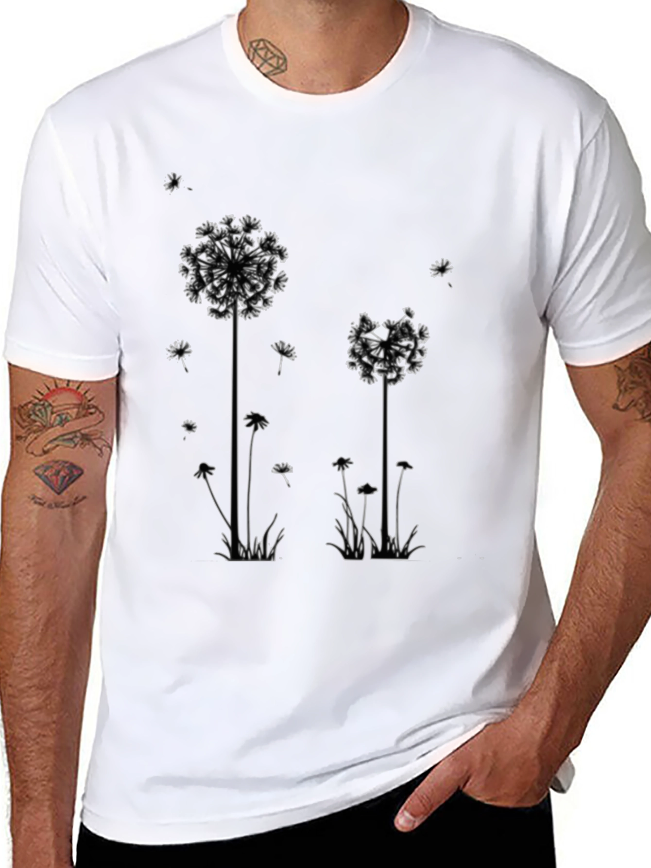 Dandelion Graphic Print Tee - Black