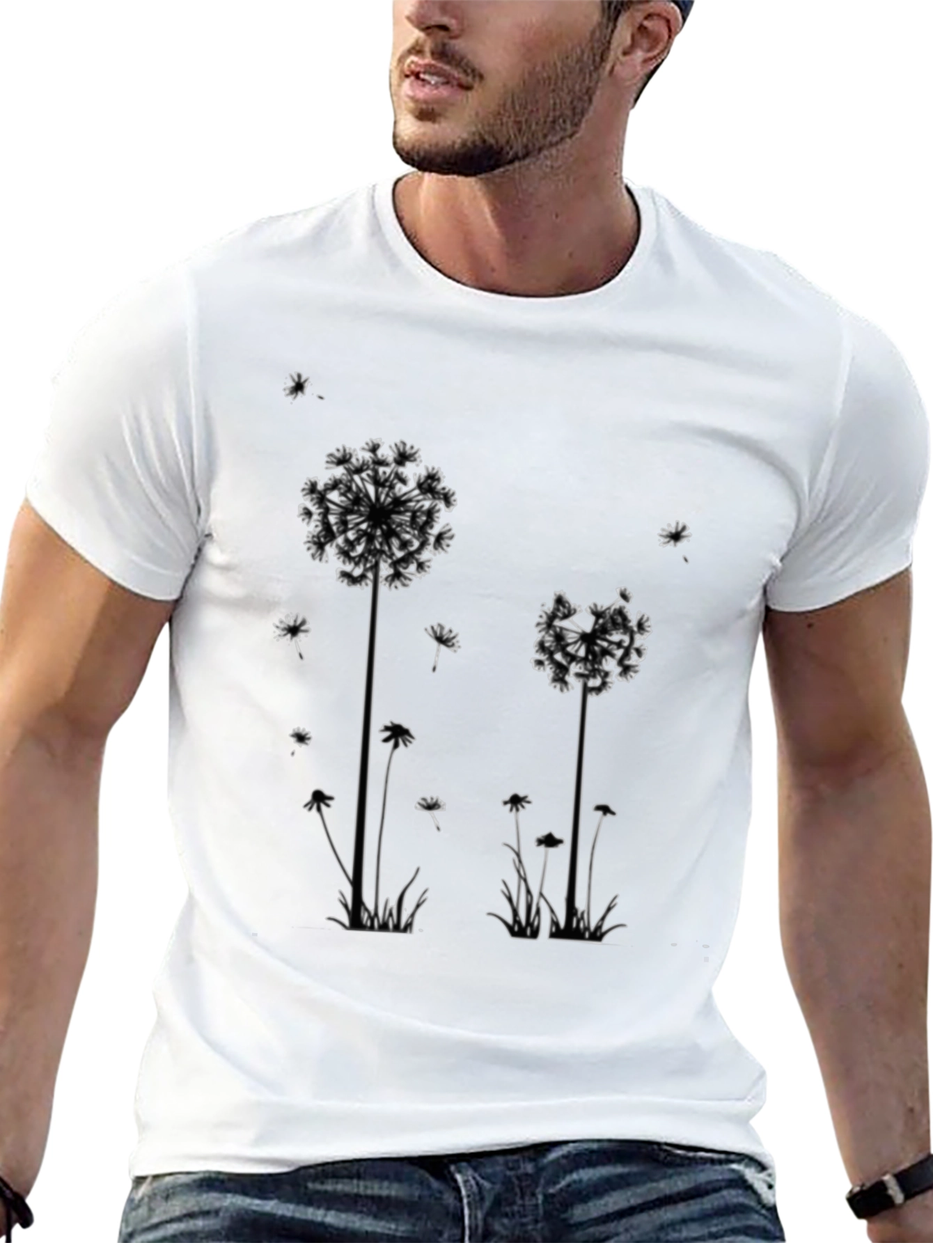 Dandelion Graphic Print Tee - Black