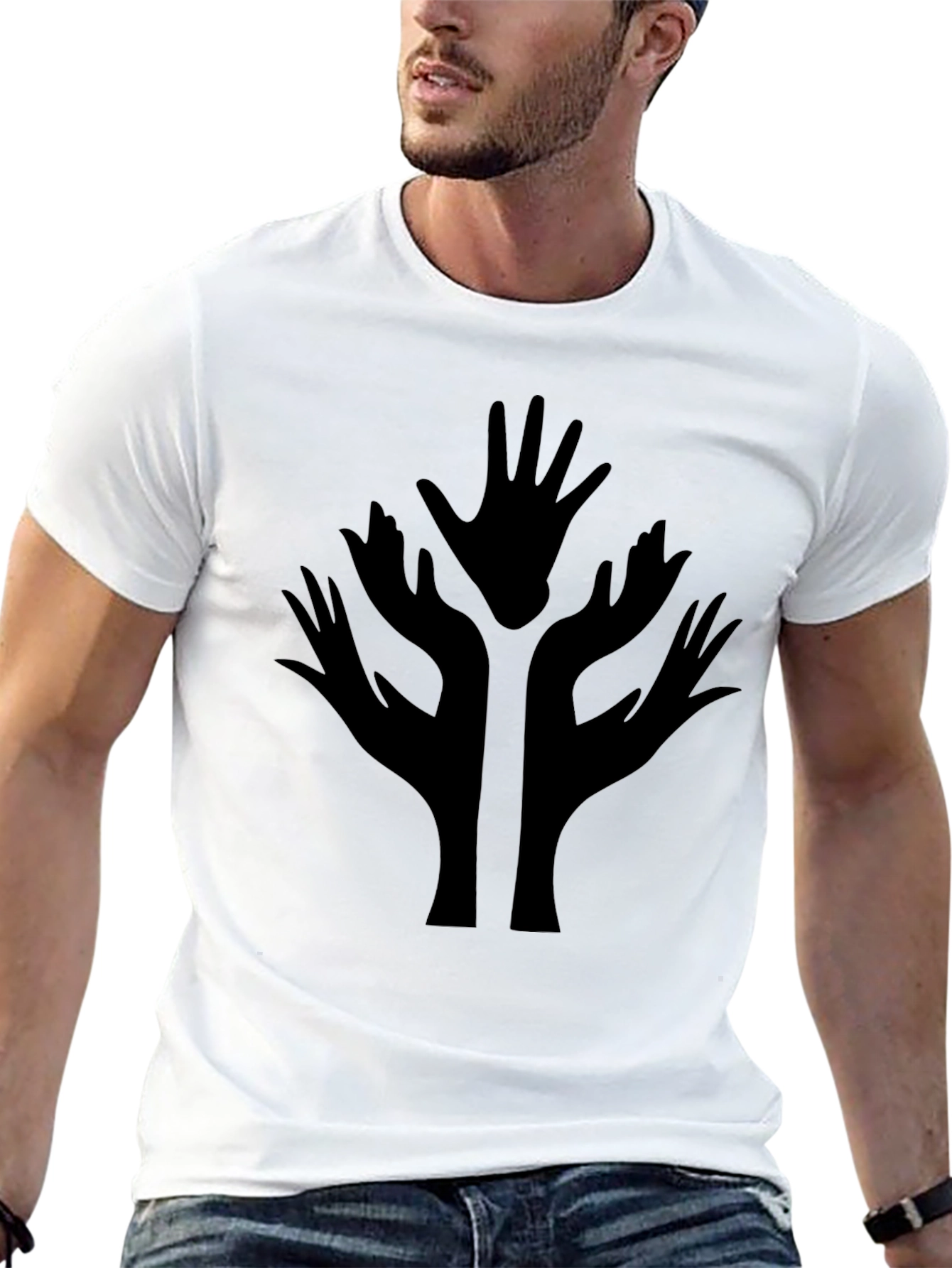 Abstract Hand Tree Black T-Shirt