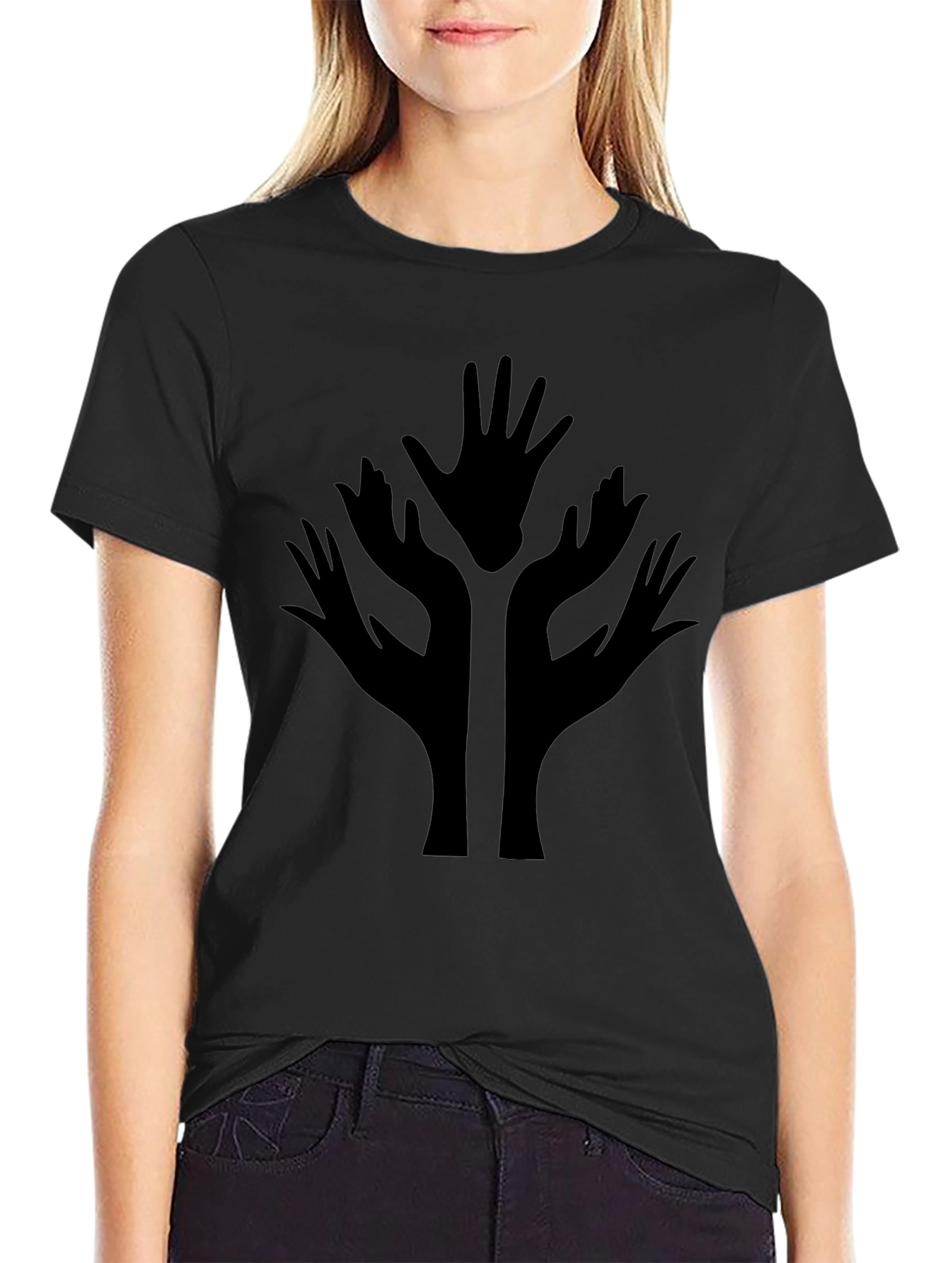 Abstract Hand Tree Black T-Shirt