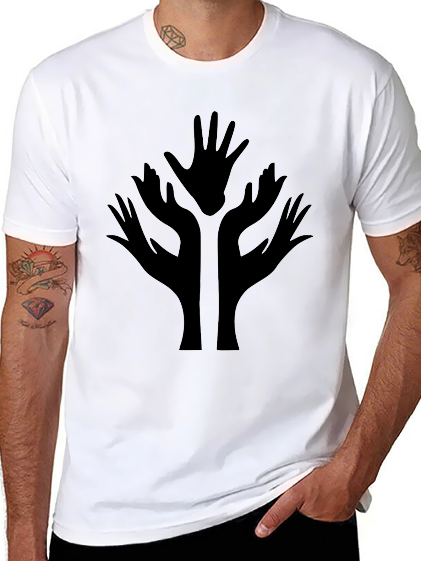 Abstract Hand Tree Black T-Shirt