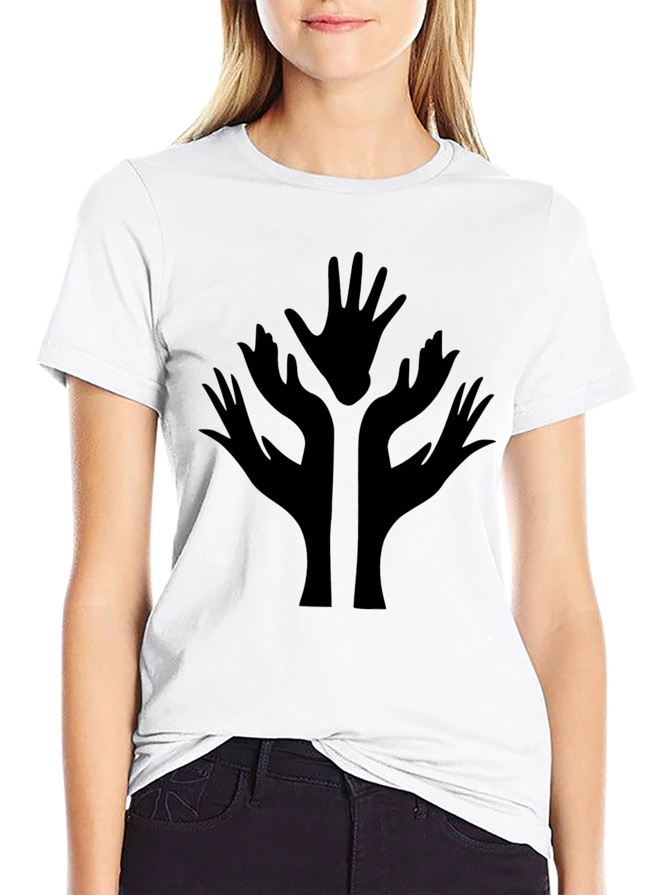 Abstract Hand Tree Black T-Shirt