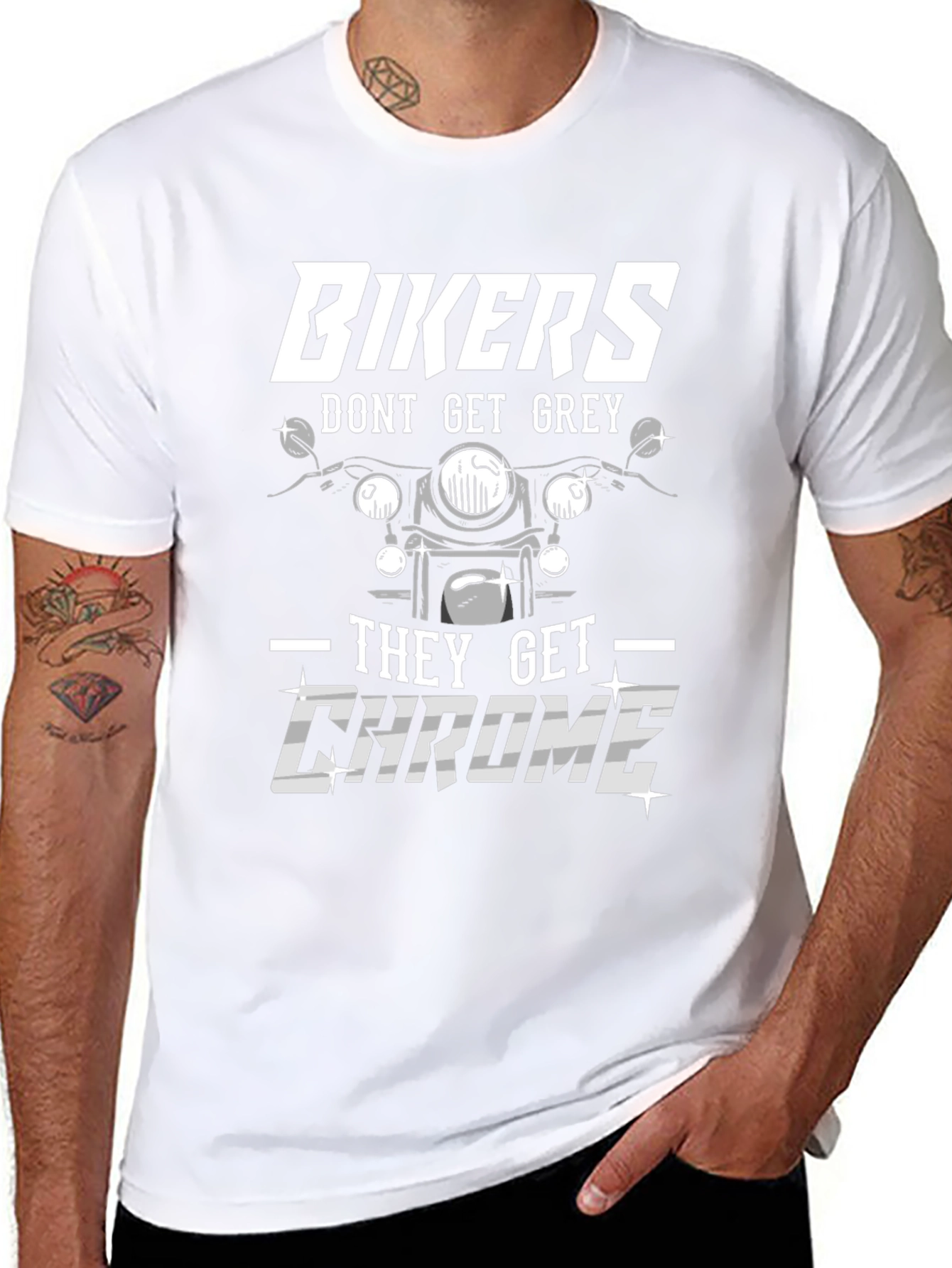 Bikers Get Chrome Graphic Tee - Black