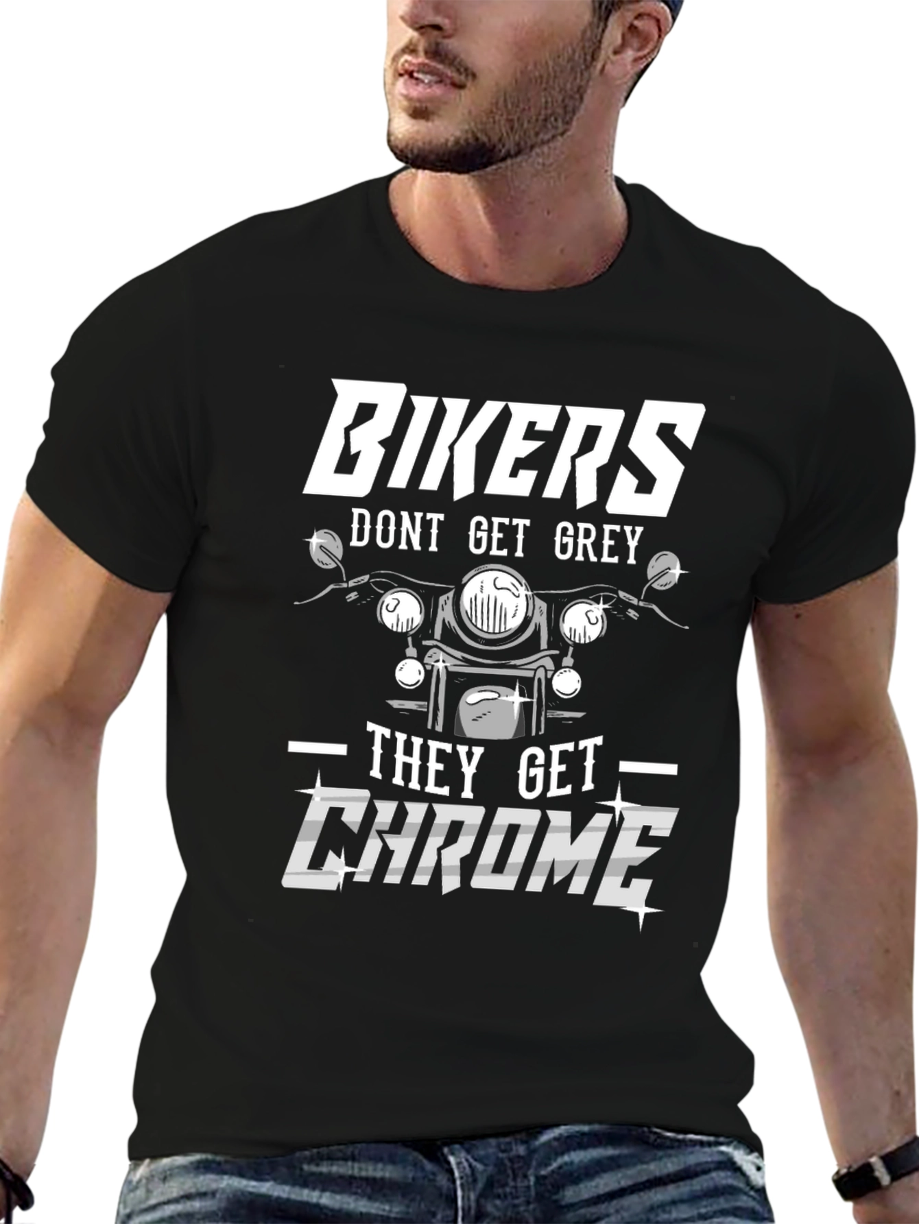 Bikers Get Chrome Graphic Tee - Black