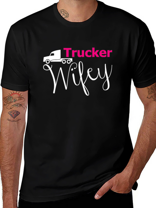 Trucker Wifey Graphic Tee - Black