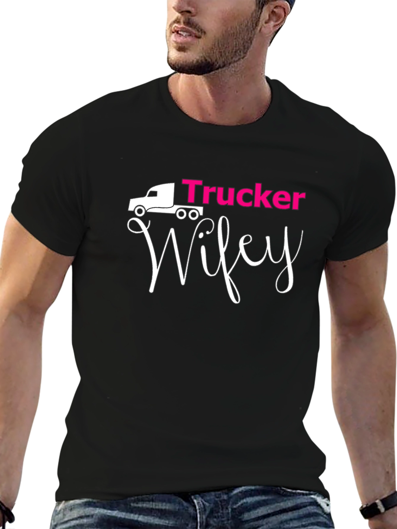 Trucker Wifey Graphic Tee - Black
