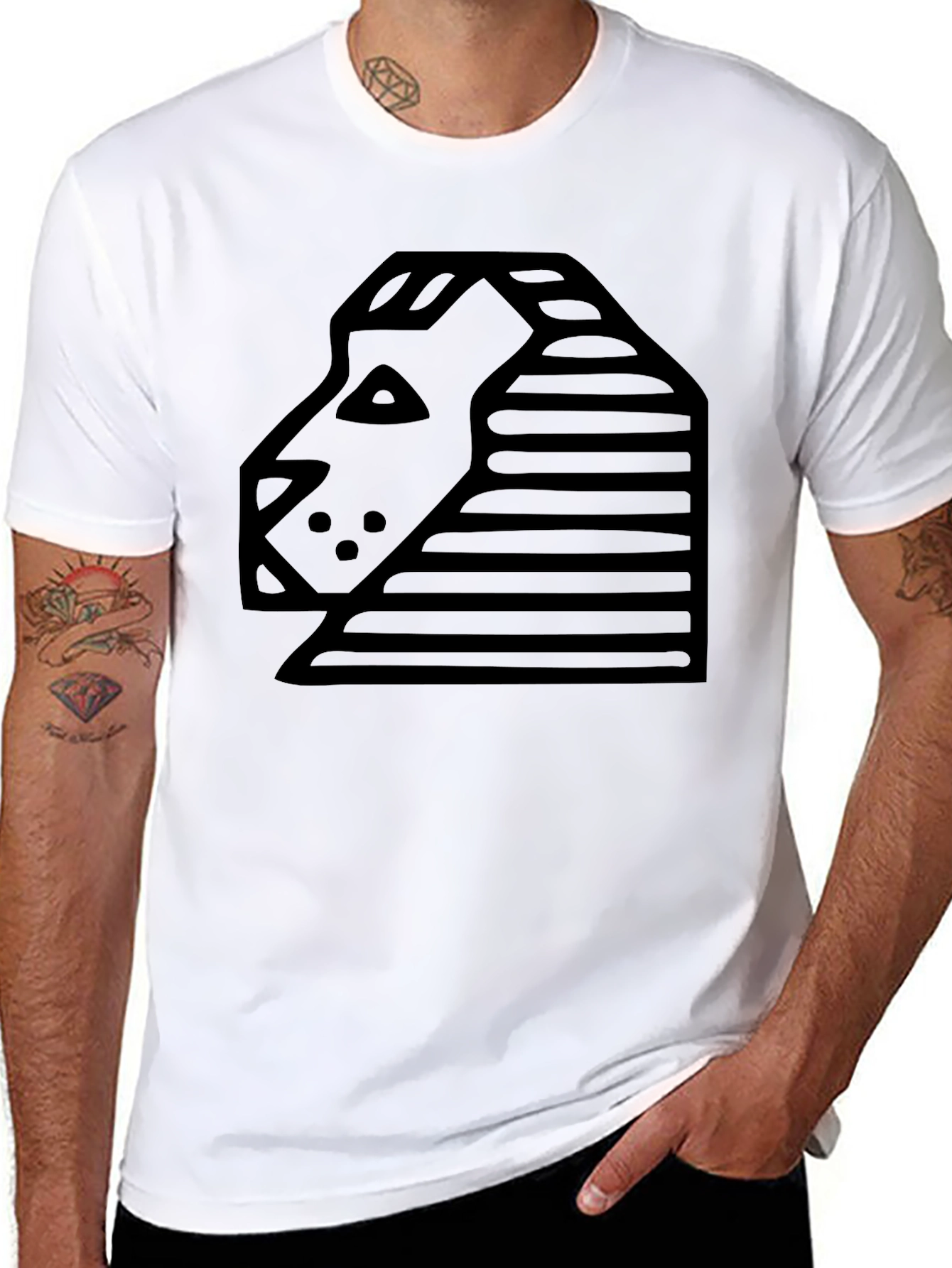 Geometric Sphinx Graphic Black T-Shirt
