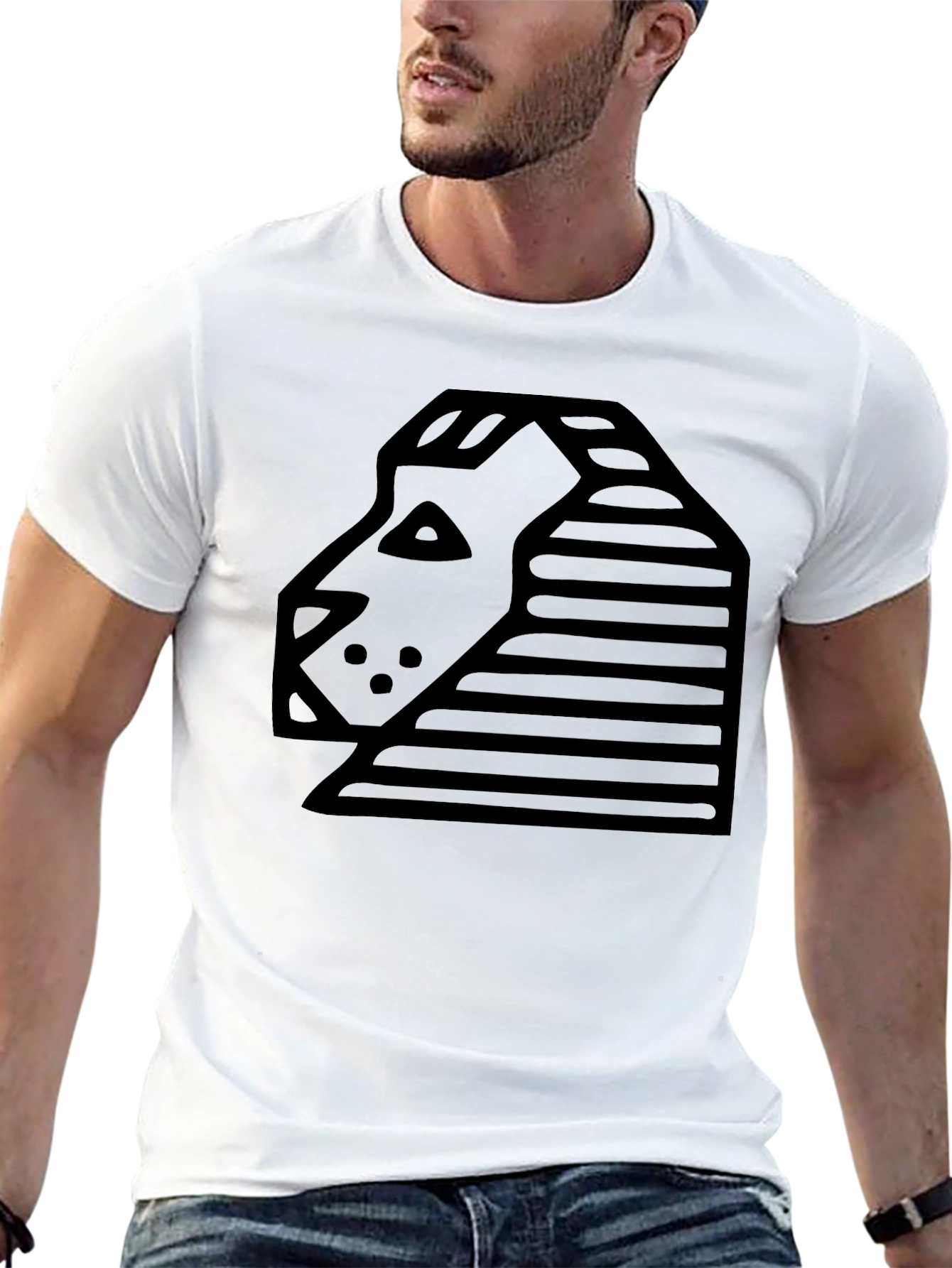 Geometric Sphinx Graphic Black T-Shirt