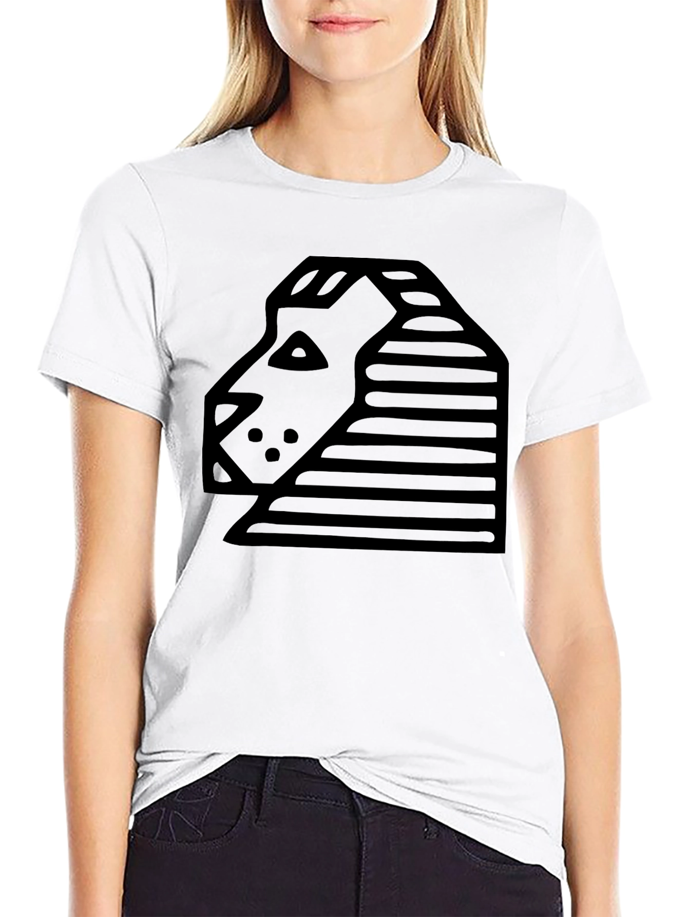 Geometric Sphinx Graphic Black T-Shirt