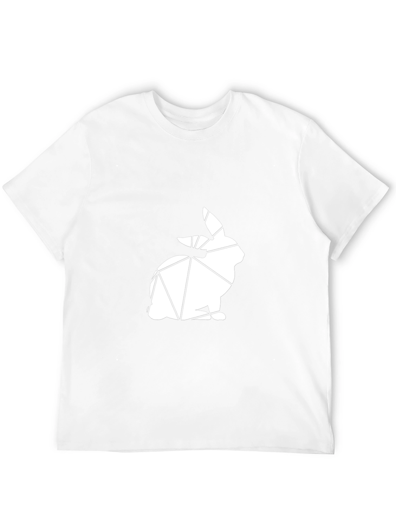 Geometric Bunny Graphic Tee - Black Cotton Blend