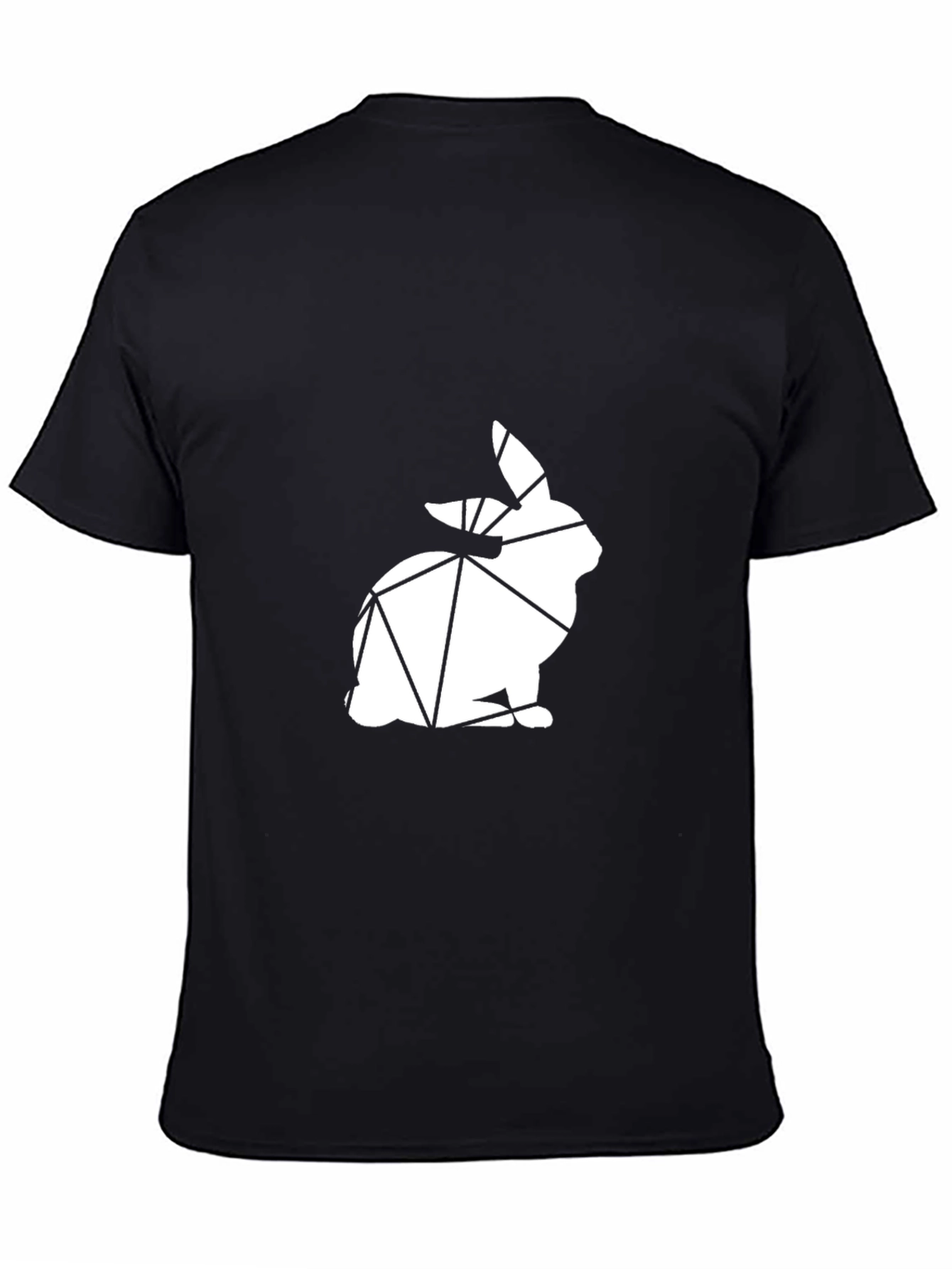 Geometric Bunny Graphic Tee - Black Cotton Blend
