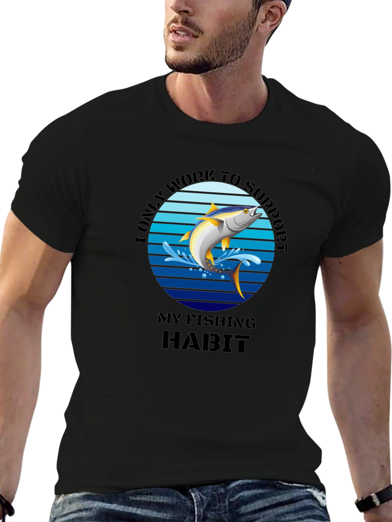 Fishing Habit T-Shirt - Mens Black Tee