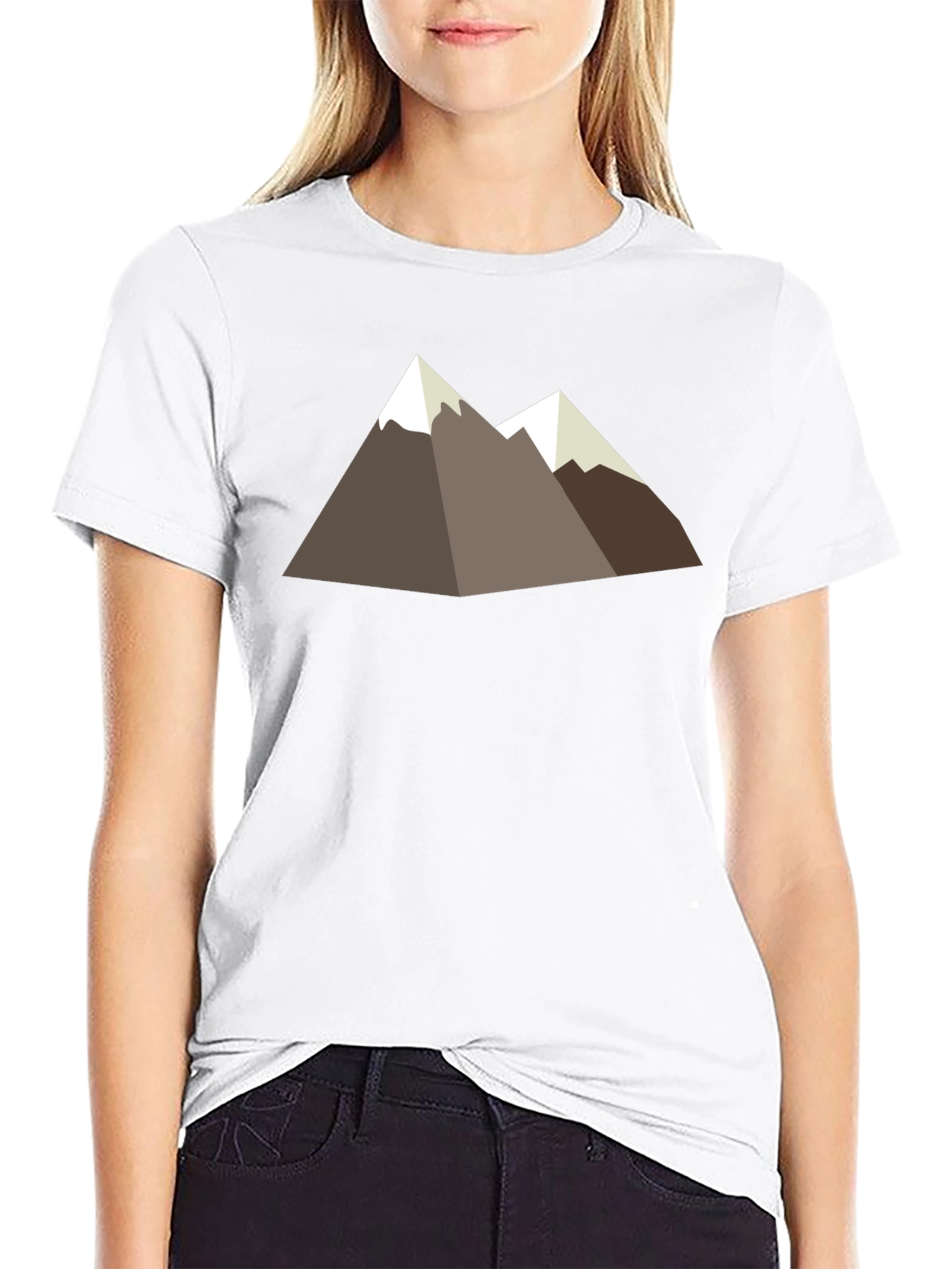 Geometric Mountain Graphic Tee - Black