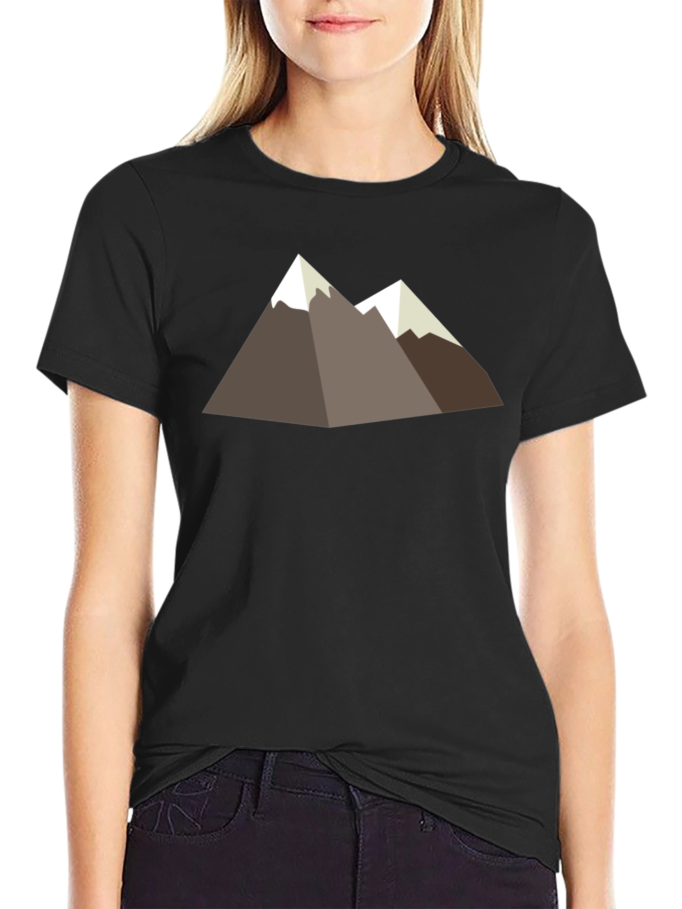 Geometric Mountain Graphic Tee - Black