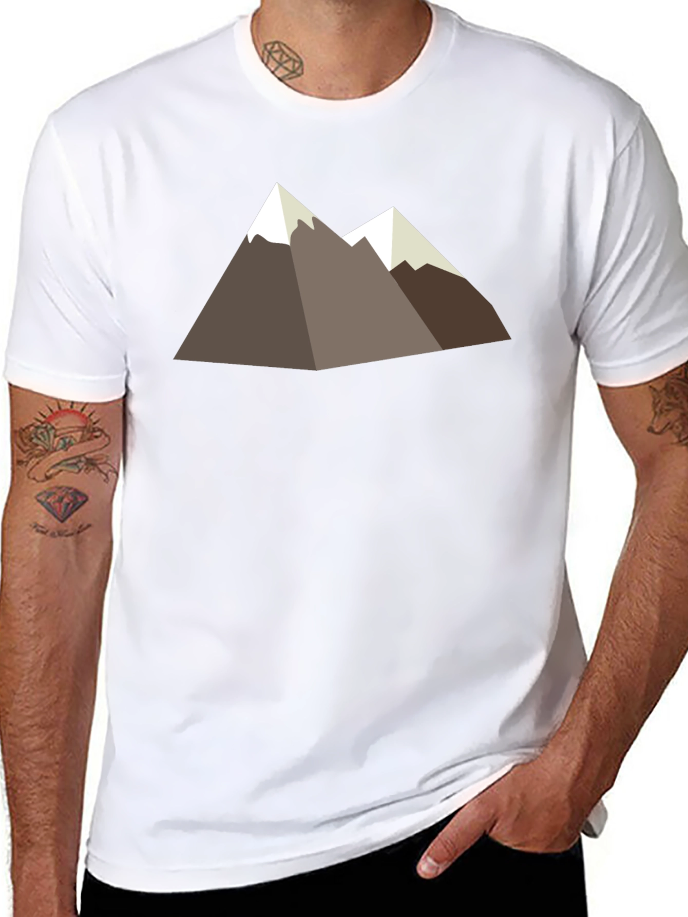 Geometric Mountain Graphic Tee - Black