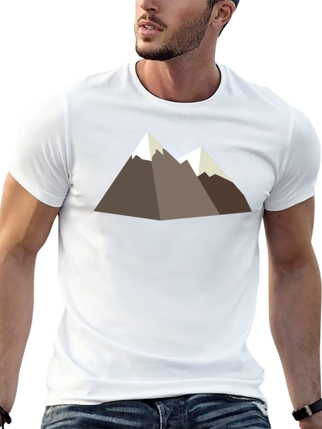 Geometric Mountain Graphic Tee - Black