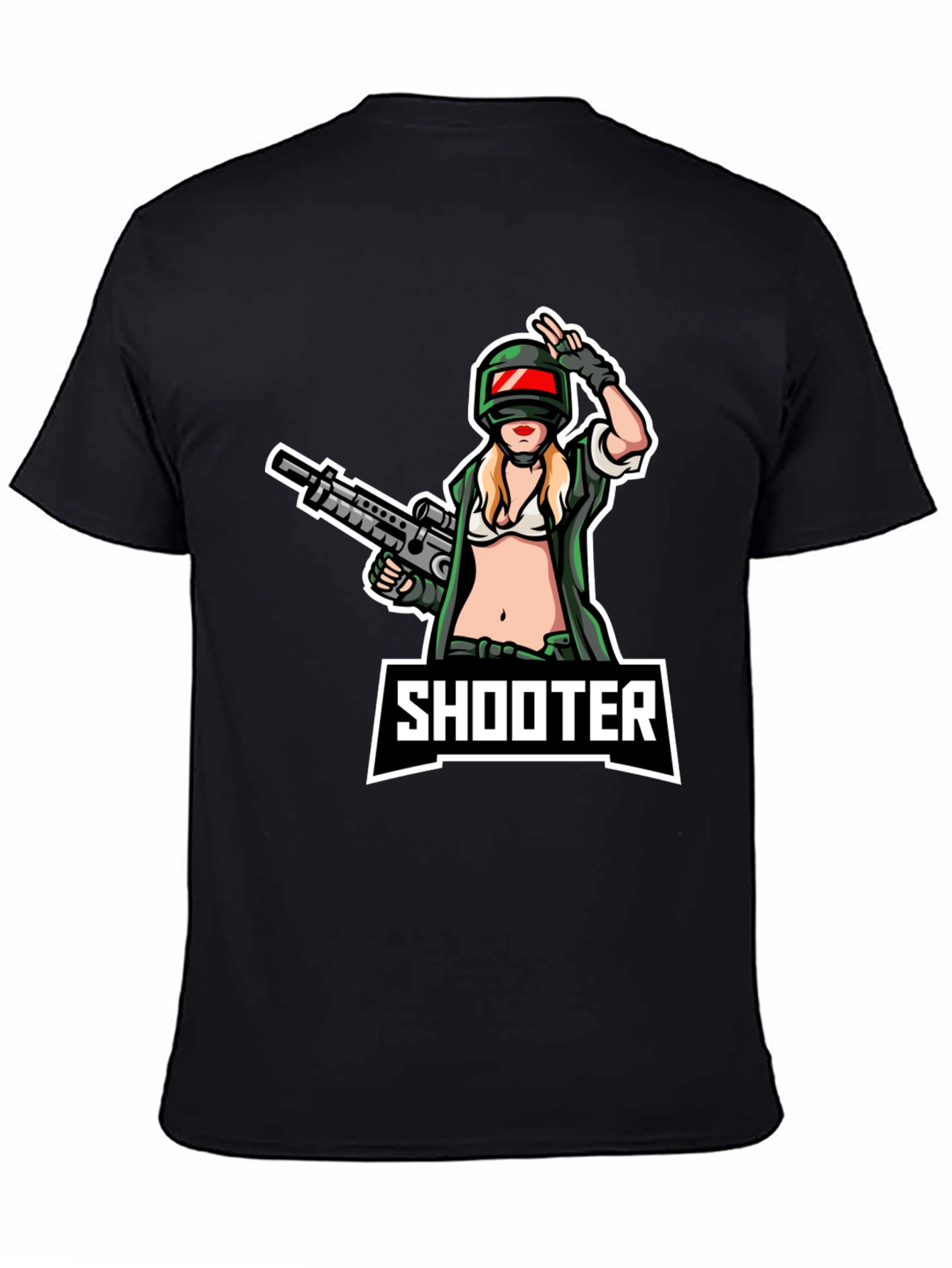 Shooter Girl Graphic T-Shirt - Black Cotton Tee