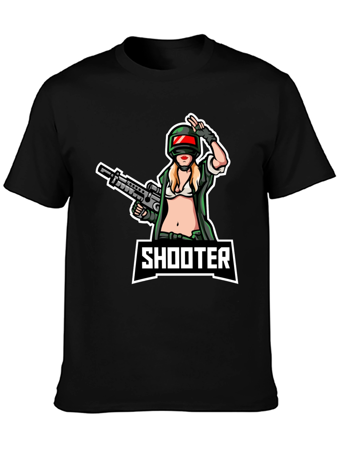 Shooter Girl Graphic T-Shirt - Black Cotton Tee