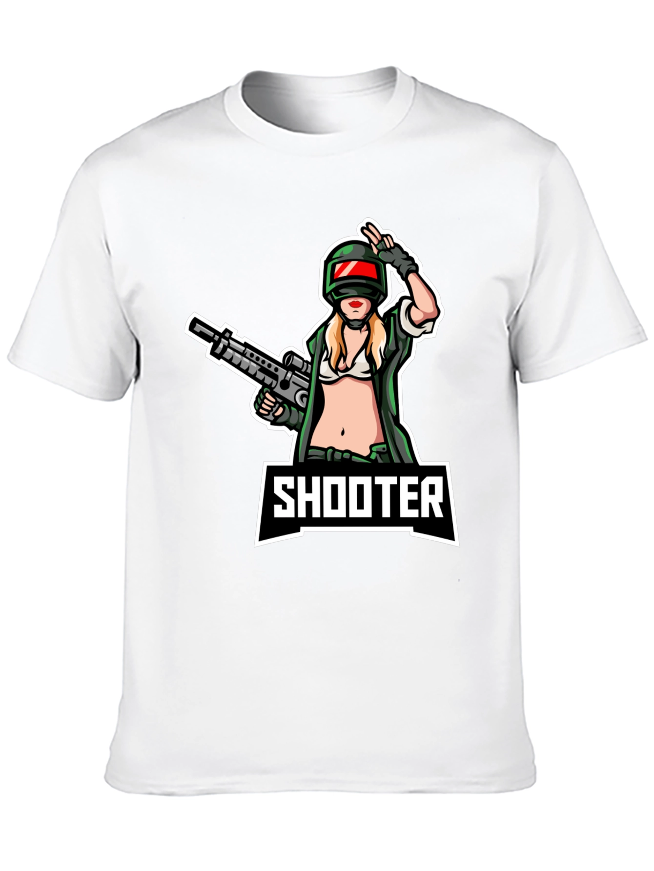 Shooter Girl Graphic T-Shirt - Black Cotton Tee