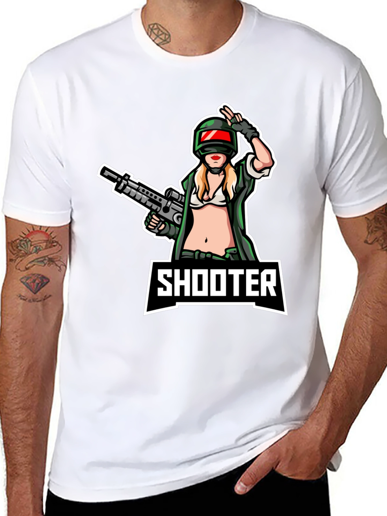Shooter Girl Graphic T-Shirt - Black Cotton Tee