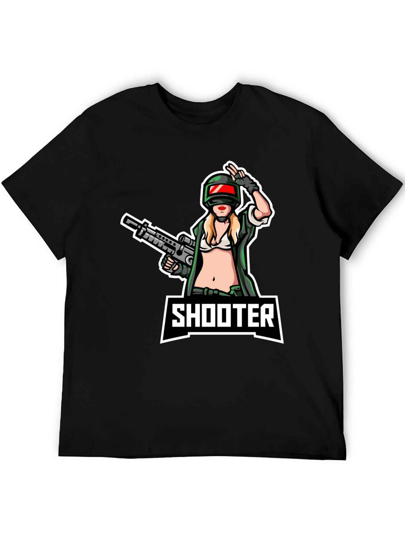 Shooter Girl Graphic T-Shirt - Black Cotton Tee