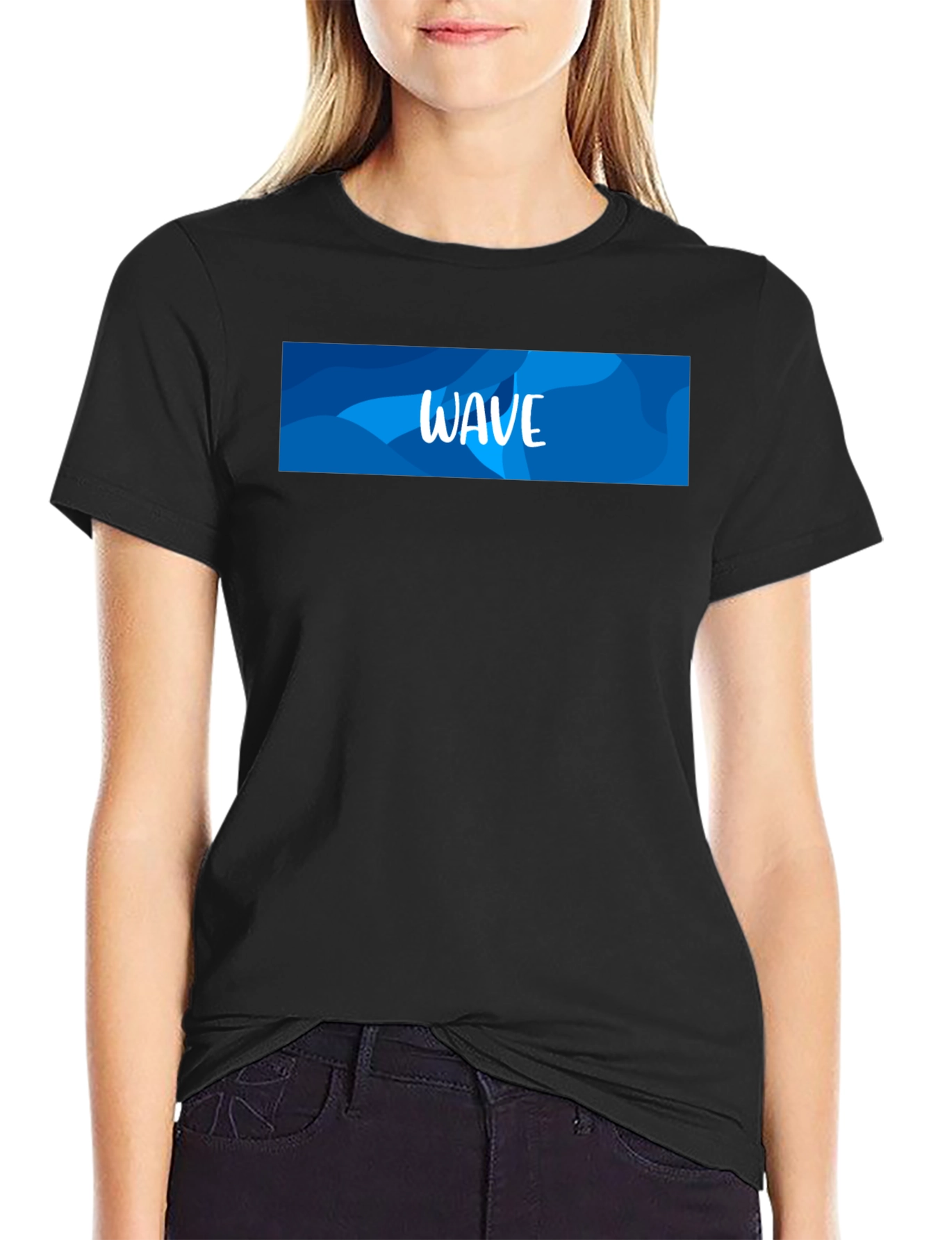 Wave Design Black T-Shirt