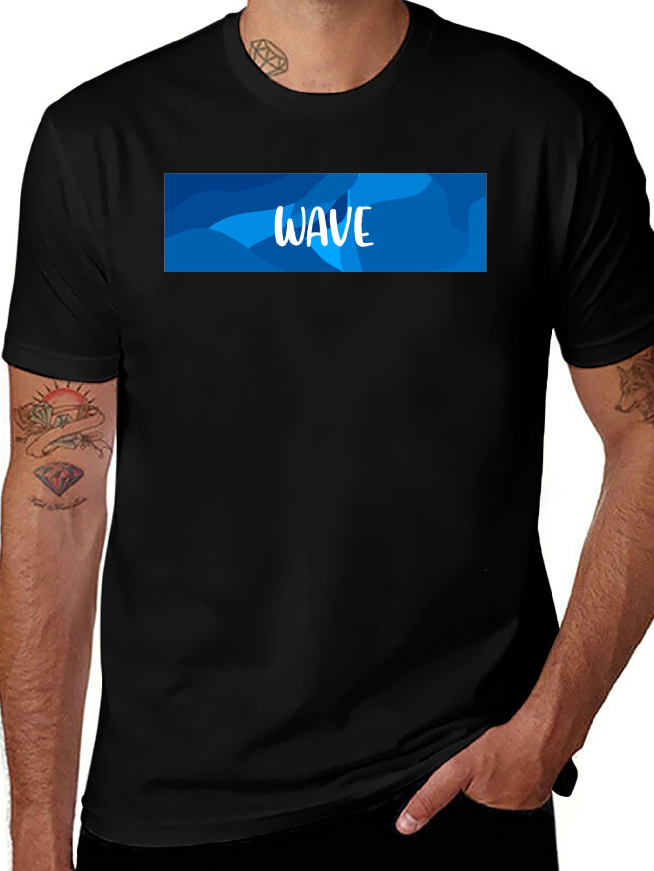 Wave Design Black T-Shirt