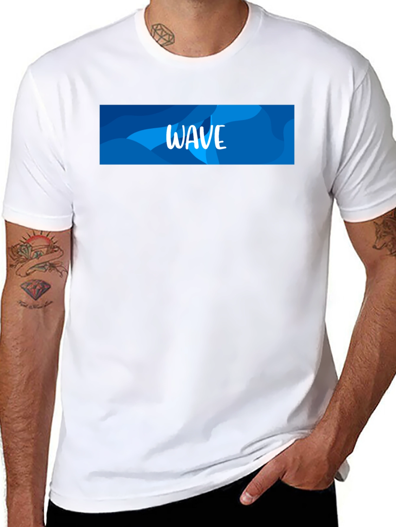 Wave Design Black T-Shirt