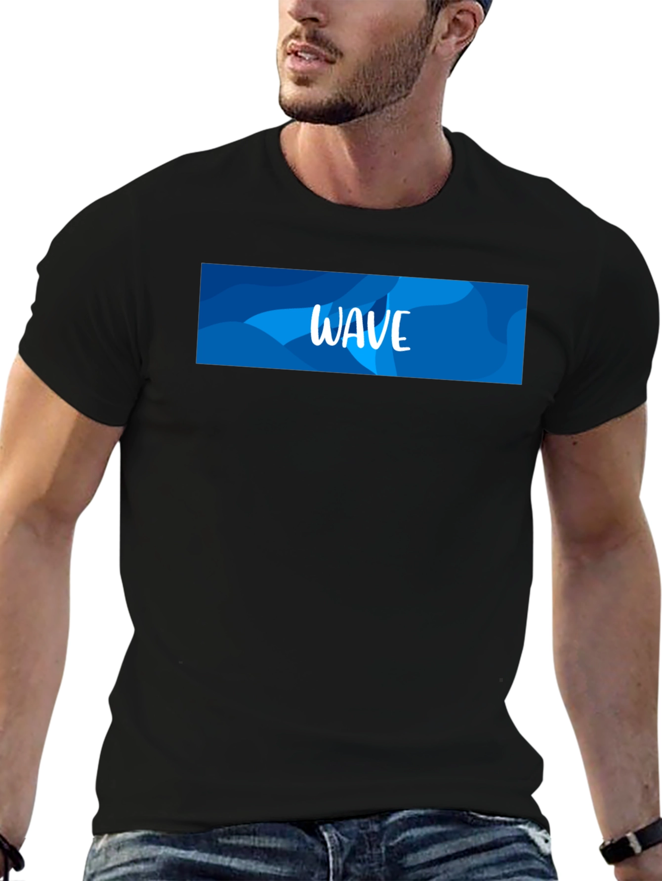 Wave Design Black T-Shirt