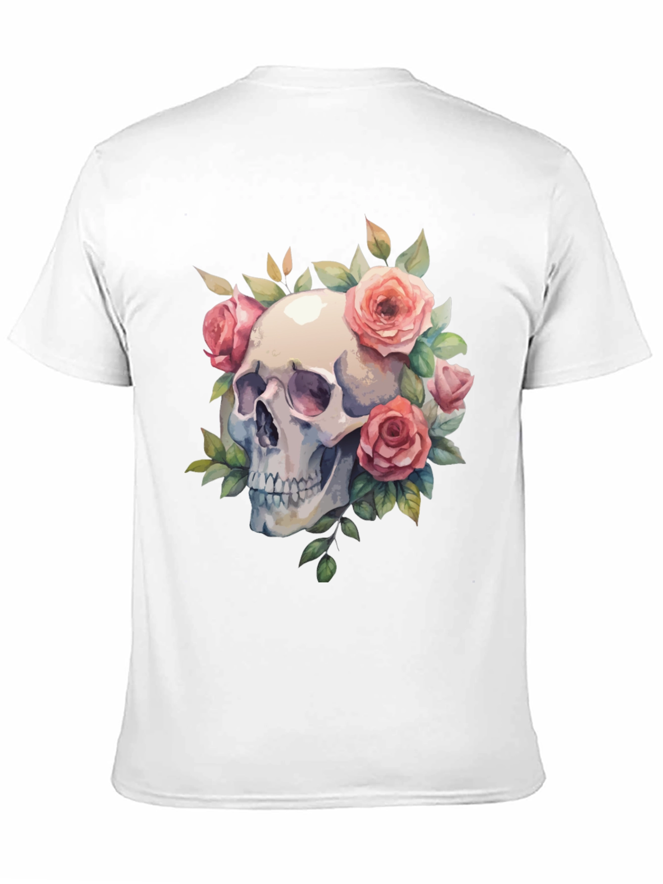 Skull & Roses Graphic Tee - Black Cotton Blend