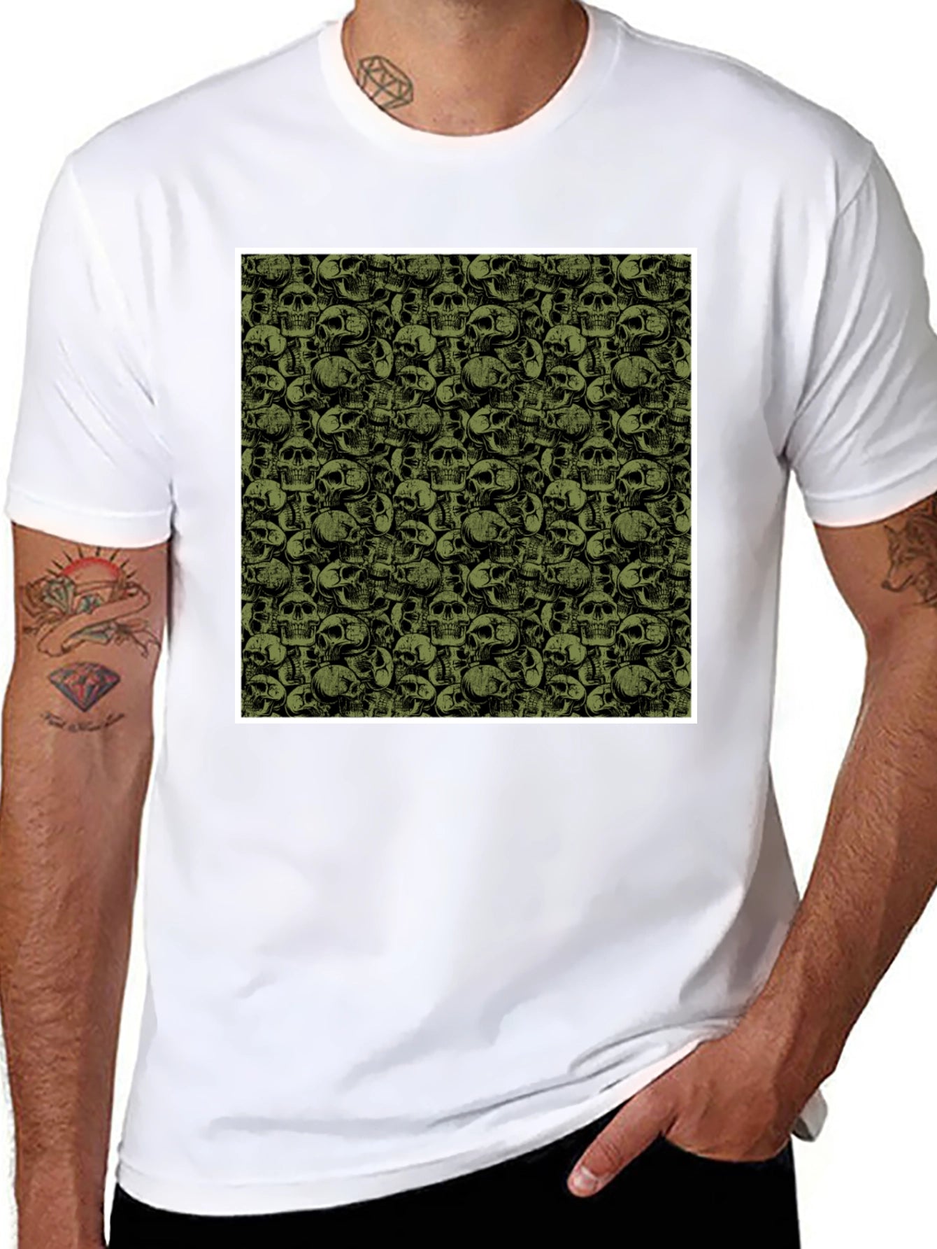 Skull Pattern Tee - Dark & Edgy Style