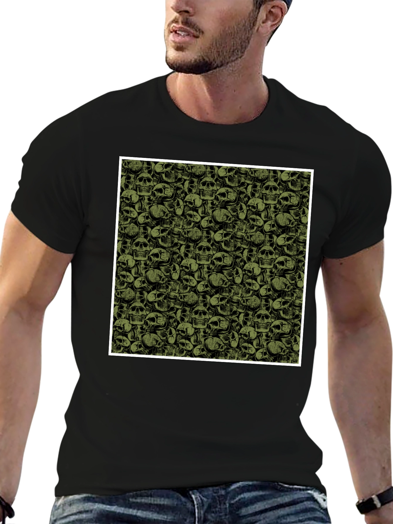 Skull Pattern Tee - Dark & Edgy Style