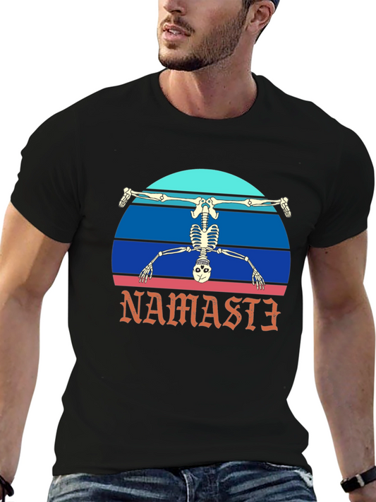 Namaste Skeleton Yoga T-Shirt - Funny Workout Tee
