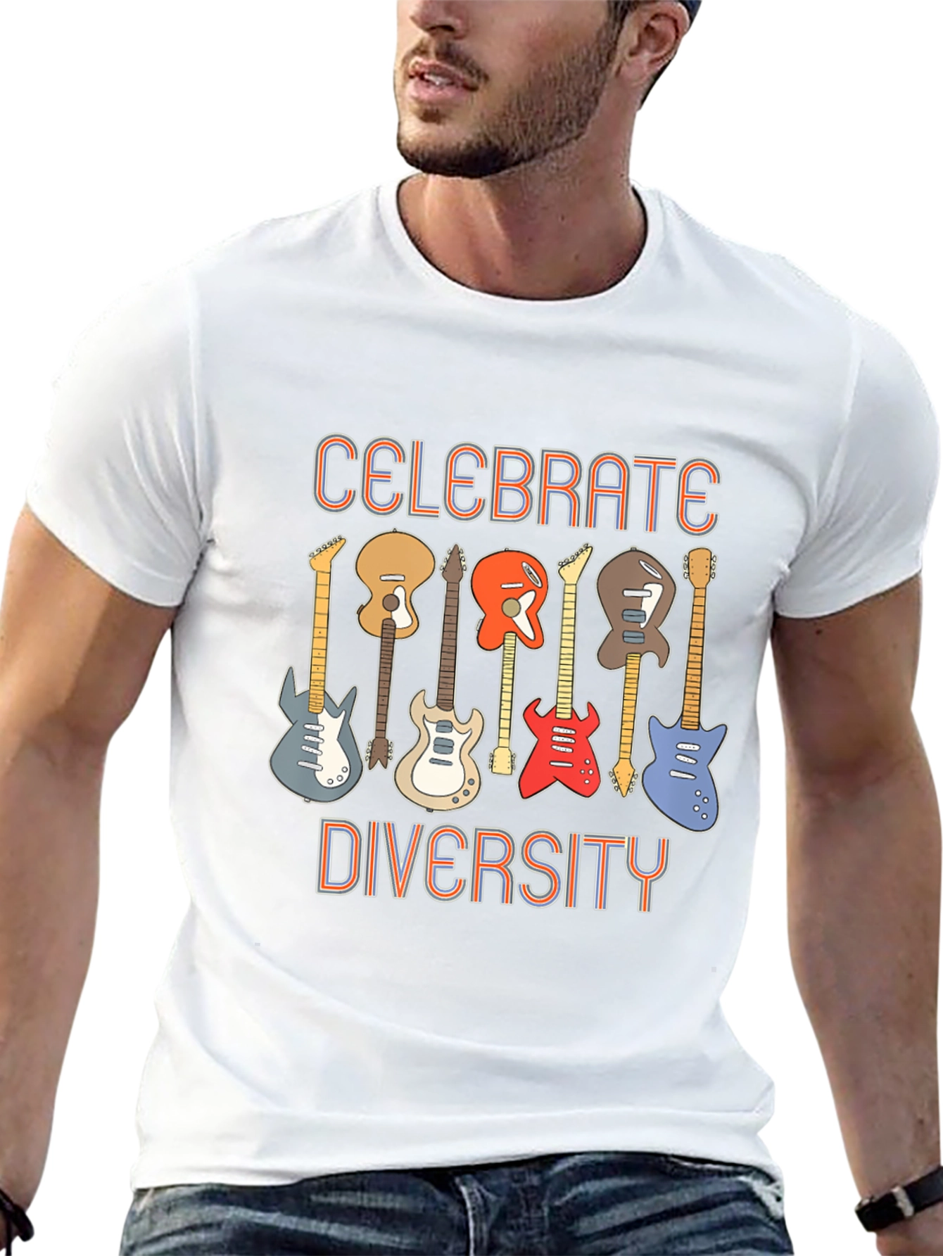 Celebrate Diversity Guitar T-Shirt