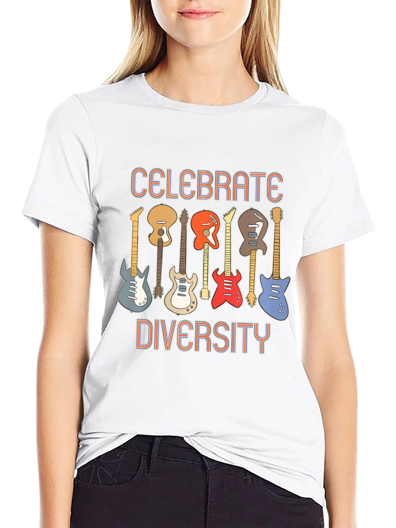 Celebrate Diversity Guitar T-Shirt