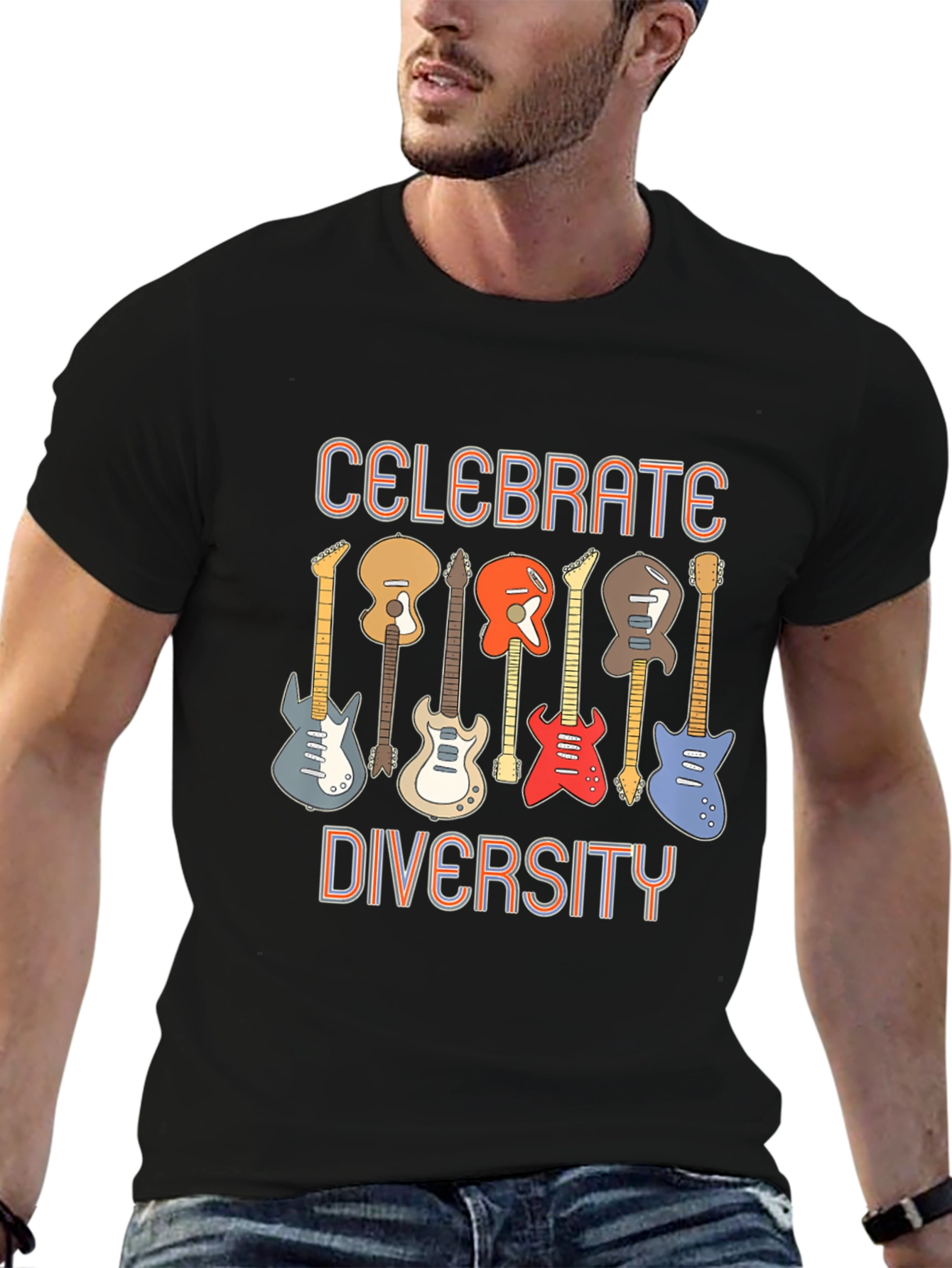 Celebrate Diversity Guitar T-Shirt