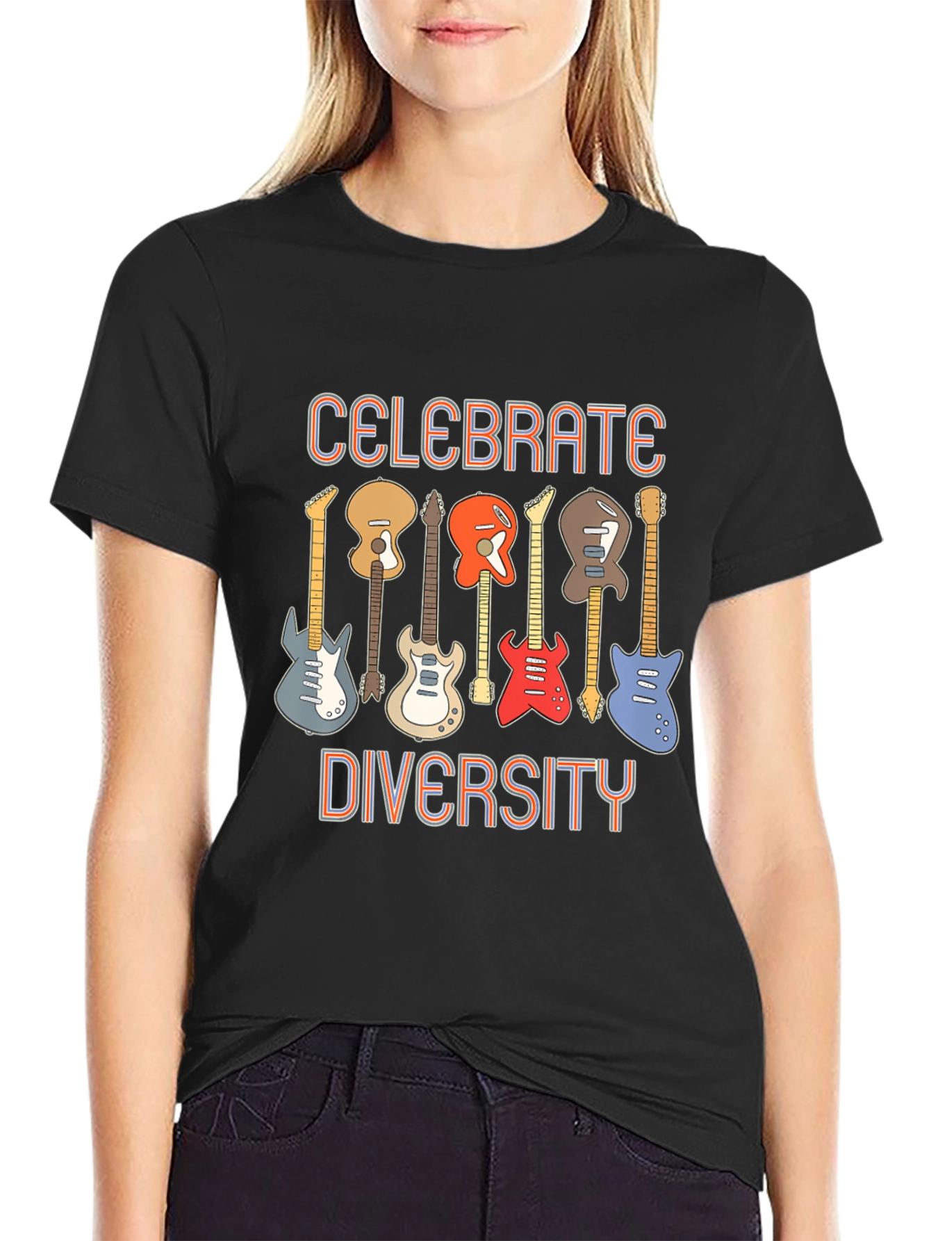 Celebrate Diversity Guitar T-Shirt