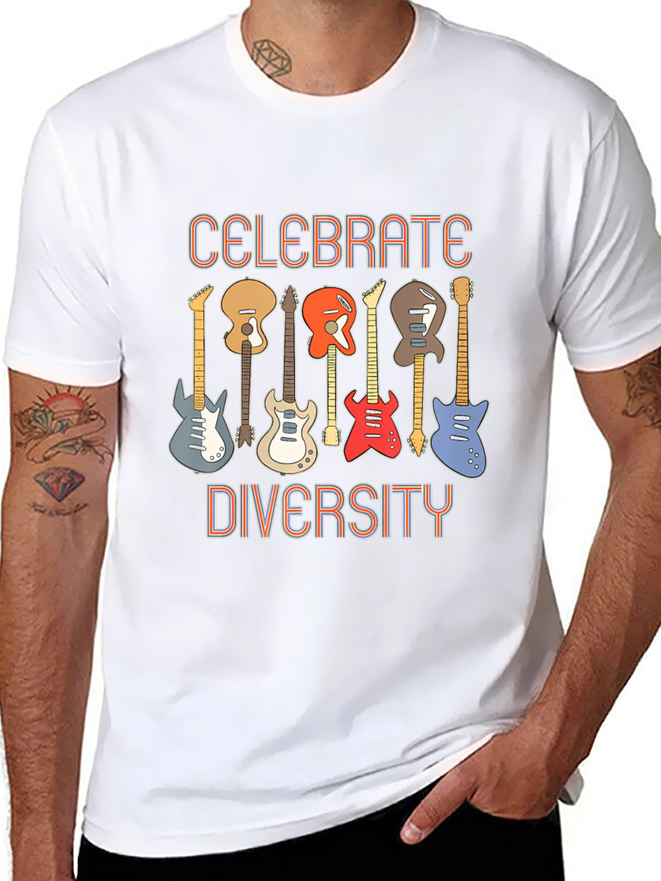 Celebrate Diversity Guitar T-Shirt