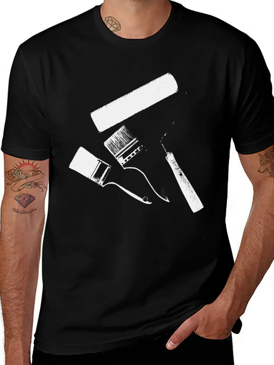 Paint Brushes Comfortable Minimalist Graphic Tee – Summer Style Essential