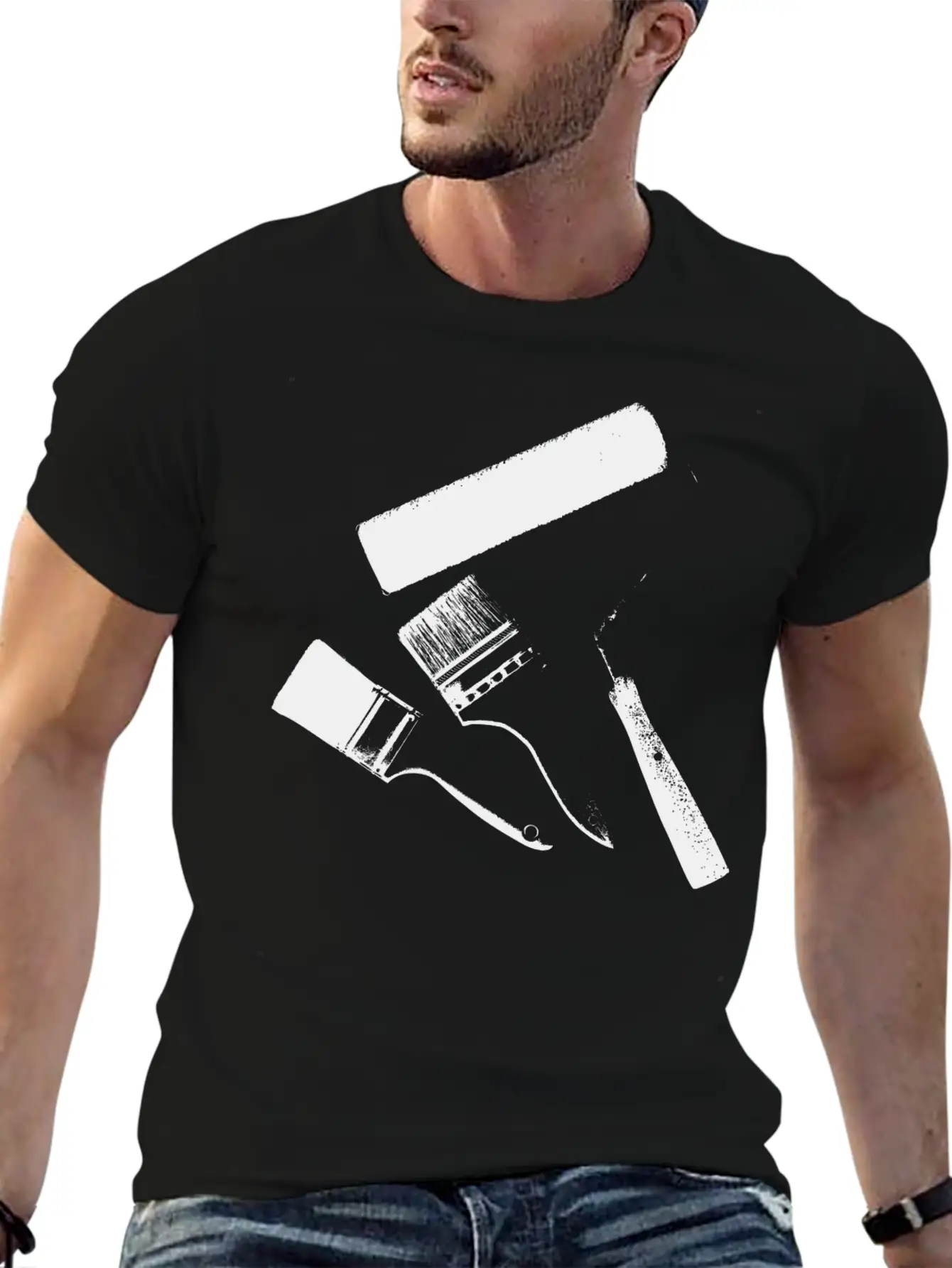 Paint Brushes Comfortable Minimalist Graphic Tee – Summer Style Essential