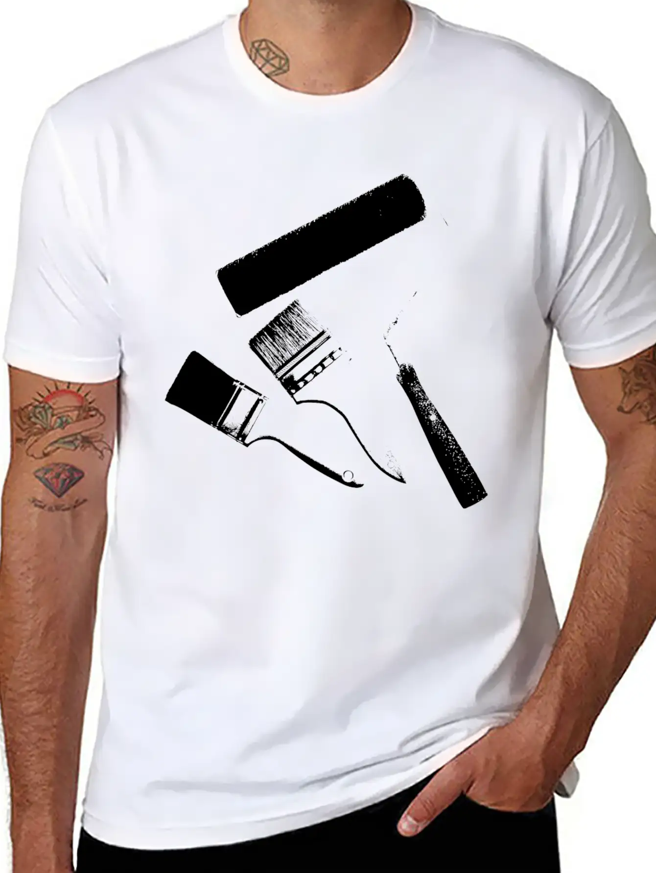 Paint Brushes Comfortable Minimalist Graphic Tee – Summer Style Essential