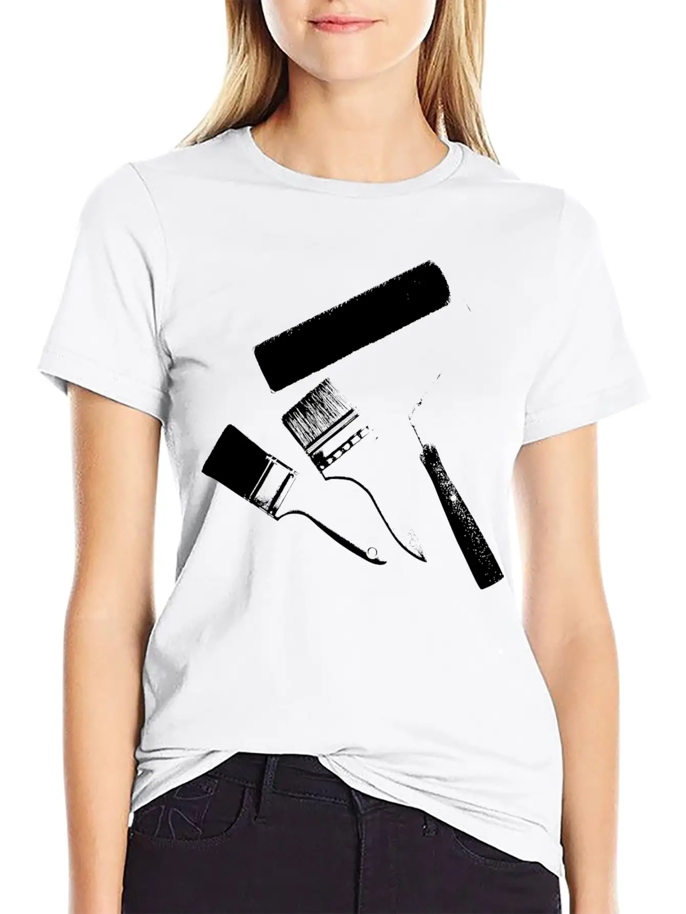 Paint Brushes Comfortable Minimalist Graphic Tee – Summer Style Essential